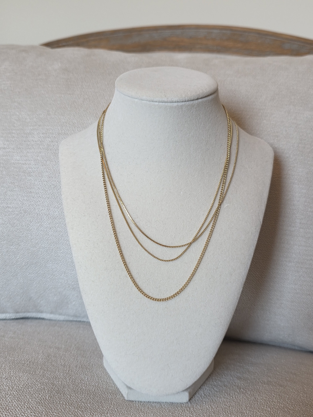 Set of 3 Gold Tone Chain Necklaces Dainty Layering Mix Minimalist